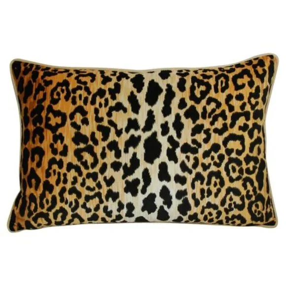 Hollywood Glam Animal Leopard Spot Safari Velvet Feather/Down Pillow New Unused